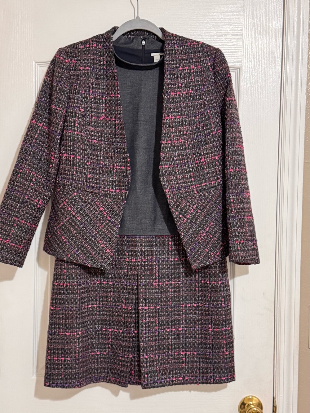 Halogen Black & Pink Tweed Midi Dress and Jacket Set